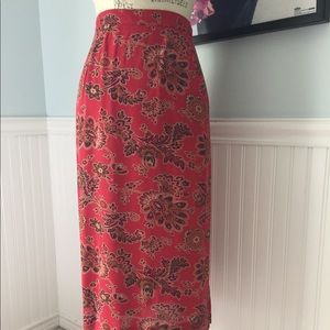 Red print skirt